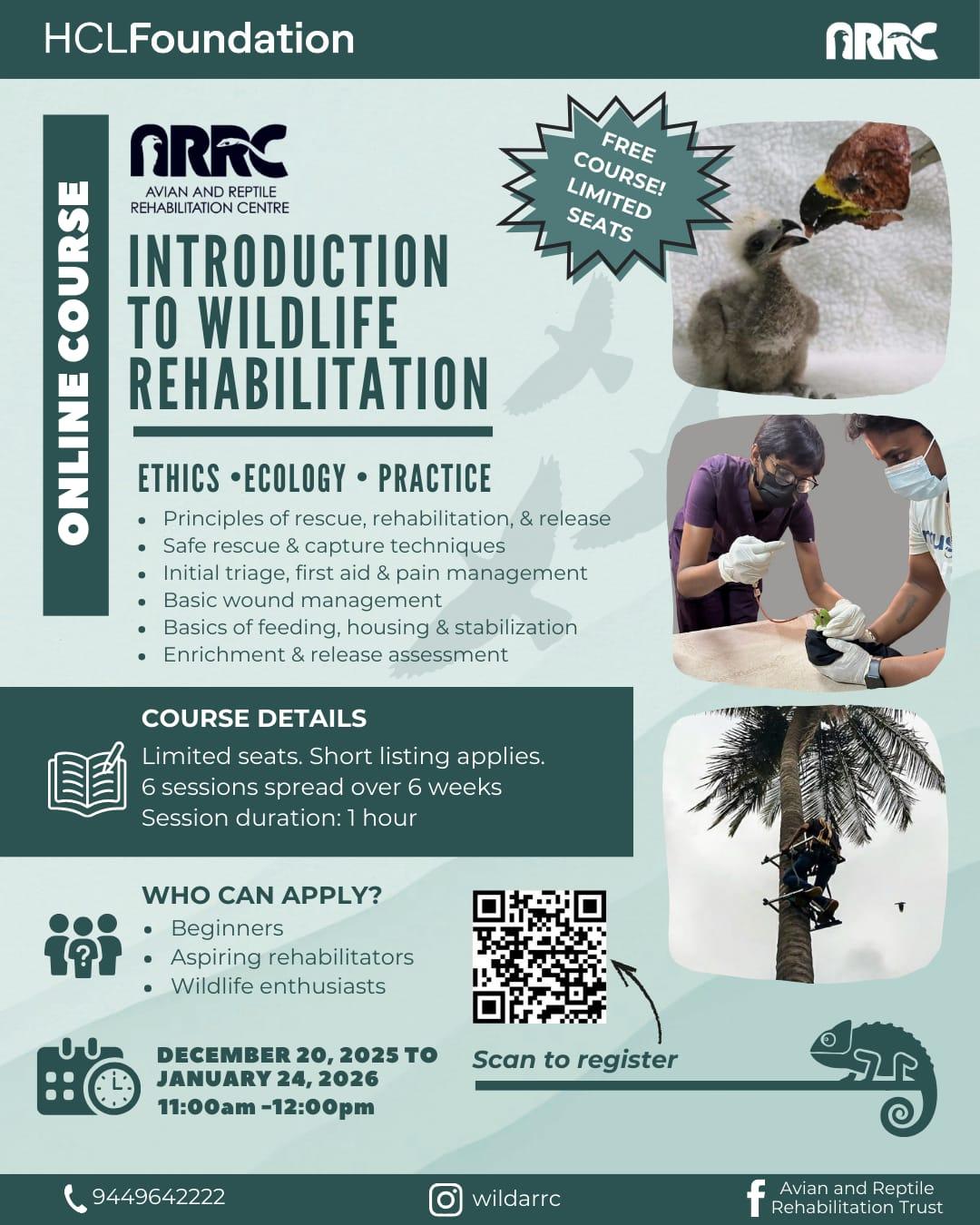 Turn your compassion into action with this free, expert-led wildlife rehabilitation course.